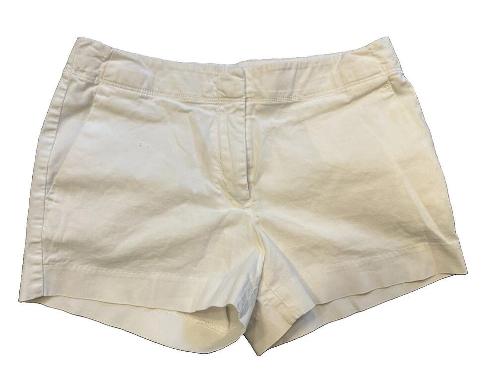 Crewcuts Girls White Cotton Canvas Chino Shorts Size 12 Pockets Zip Closure